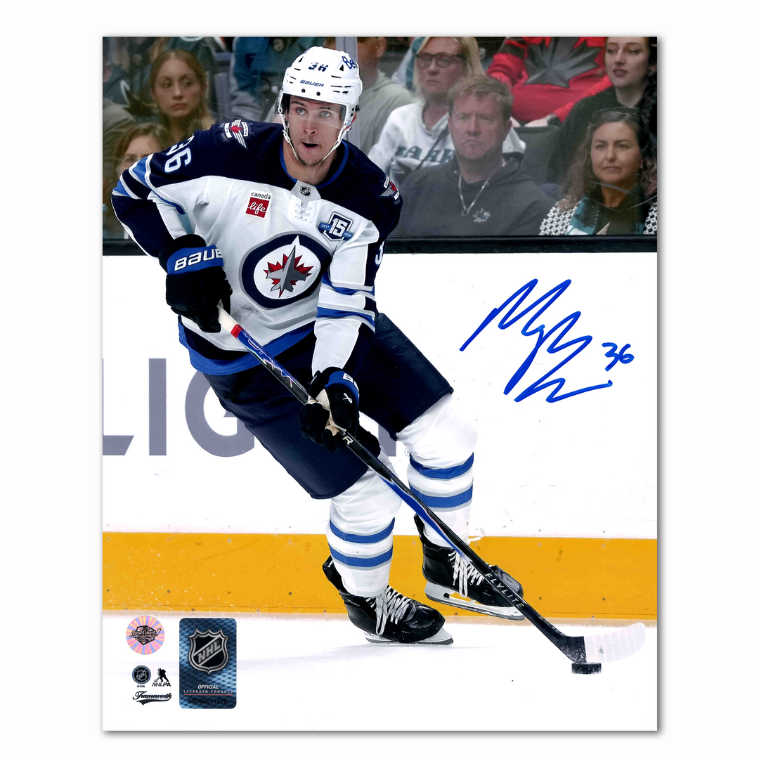 Morgan Barron Autographed Winnipeg Jets Away 8x10 Photo