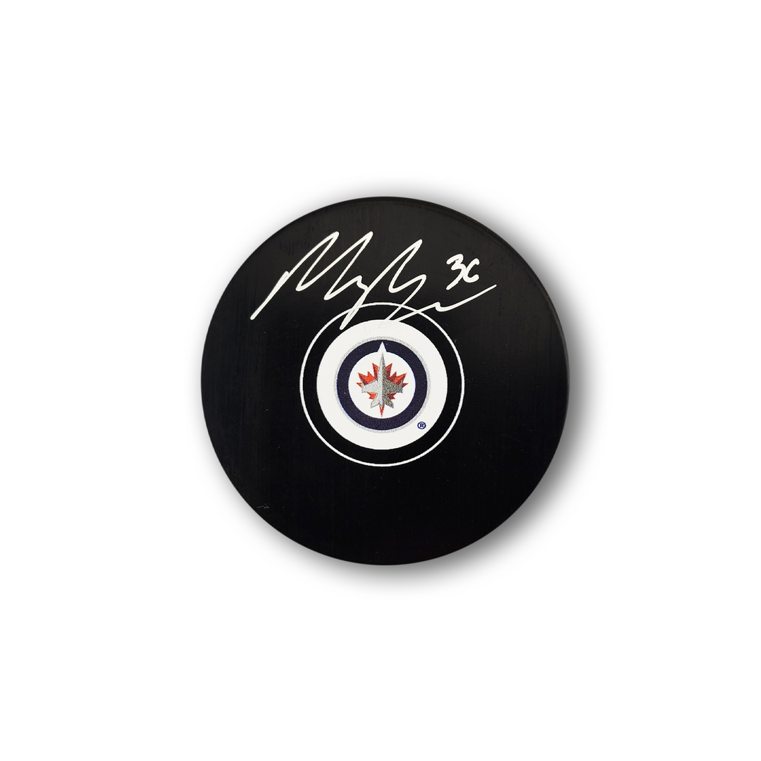Morgan Barron Autographed Winnipeg Jets Hockey Puck