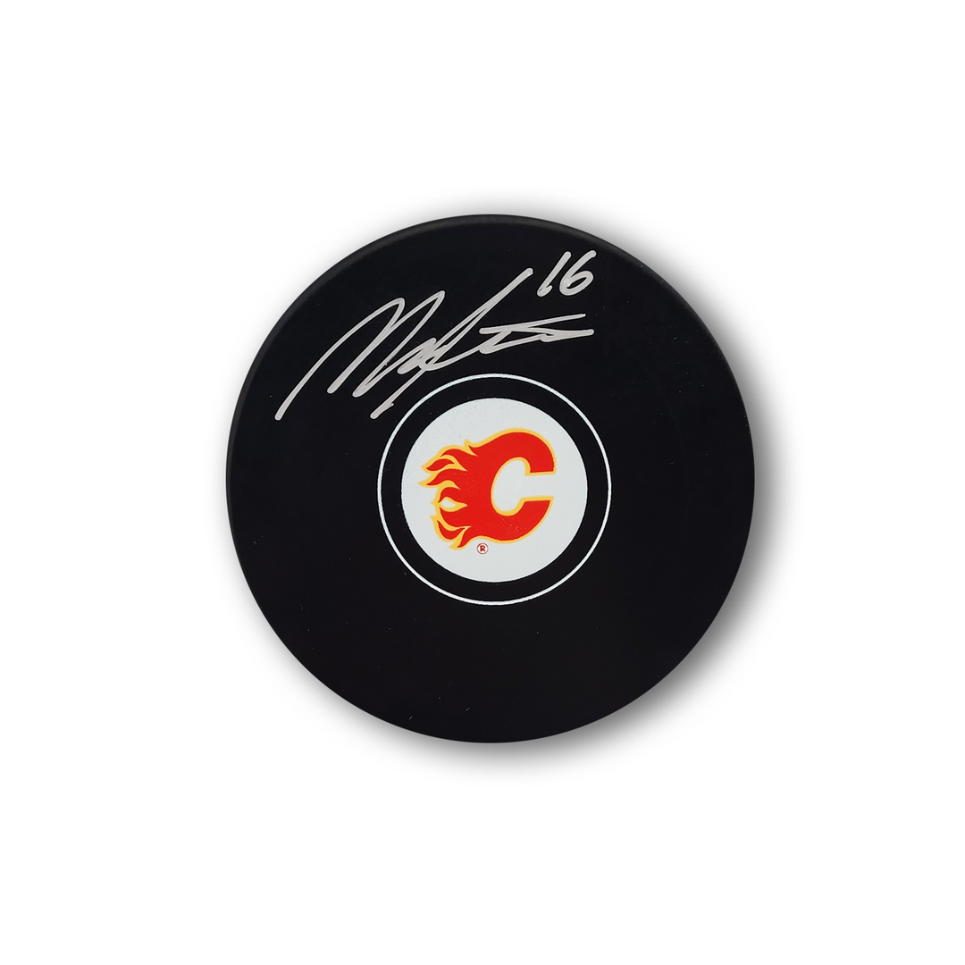 Morgan Frost Autographed Calgary Flames Hockey Puck