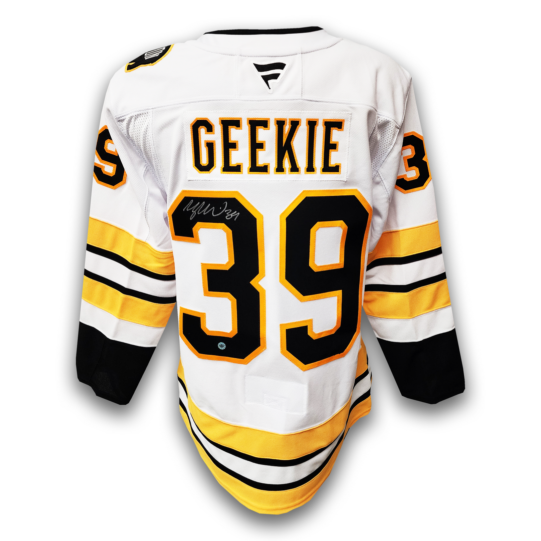 Morgan Geekie Autographed Boston Bruins Away Fanatics Premium Jersey