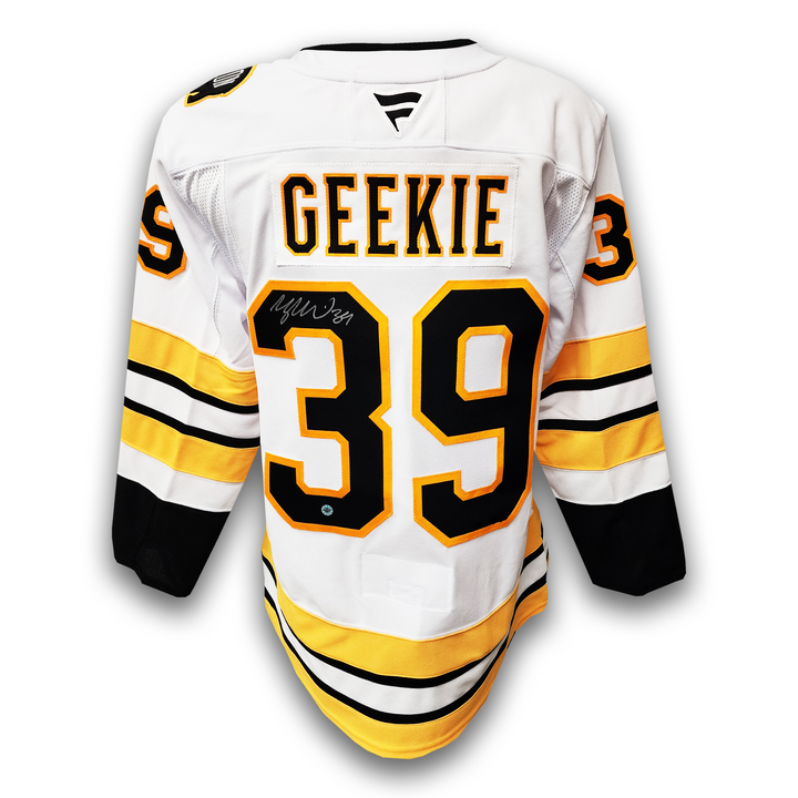 Morgan Geekie Autographed Boston Bruins Away Fanatics Premium Jersey