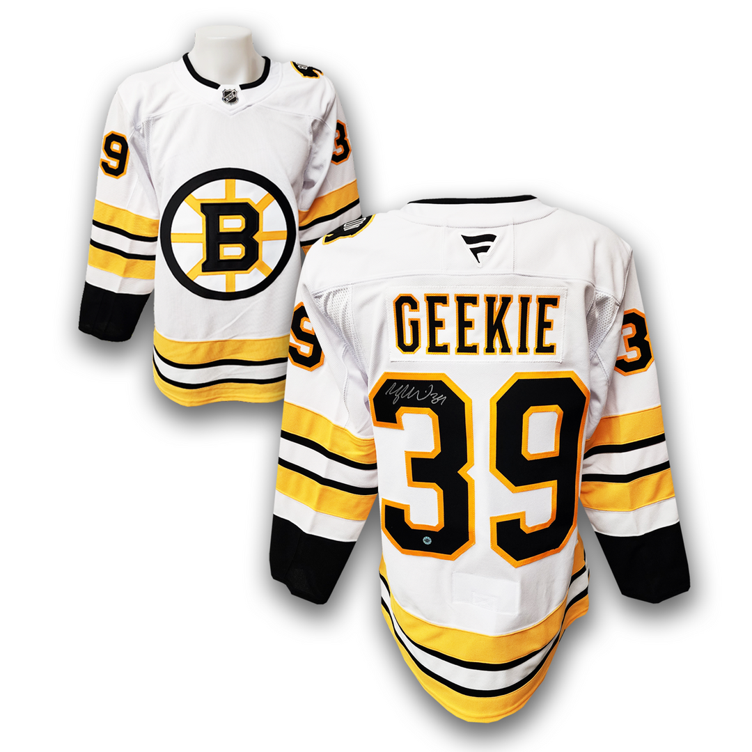 Morgan Geekie Autographed Boston Bruins Away Fanatics Premium Jersey