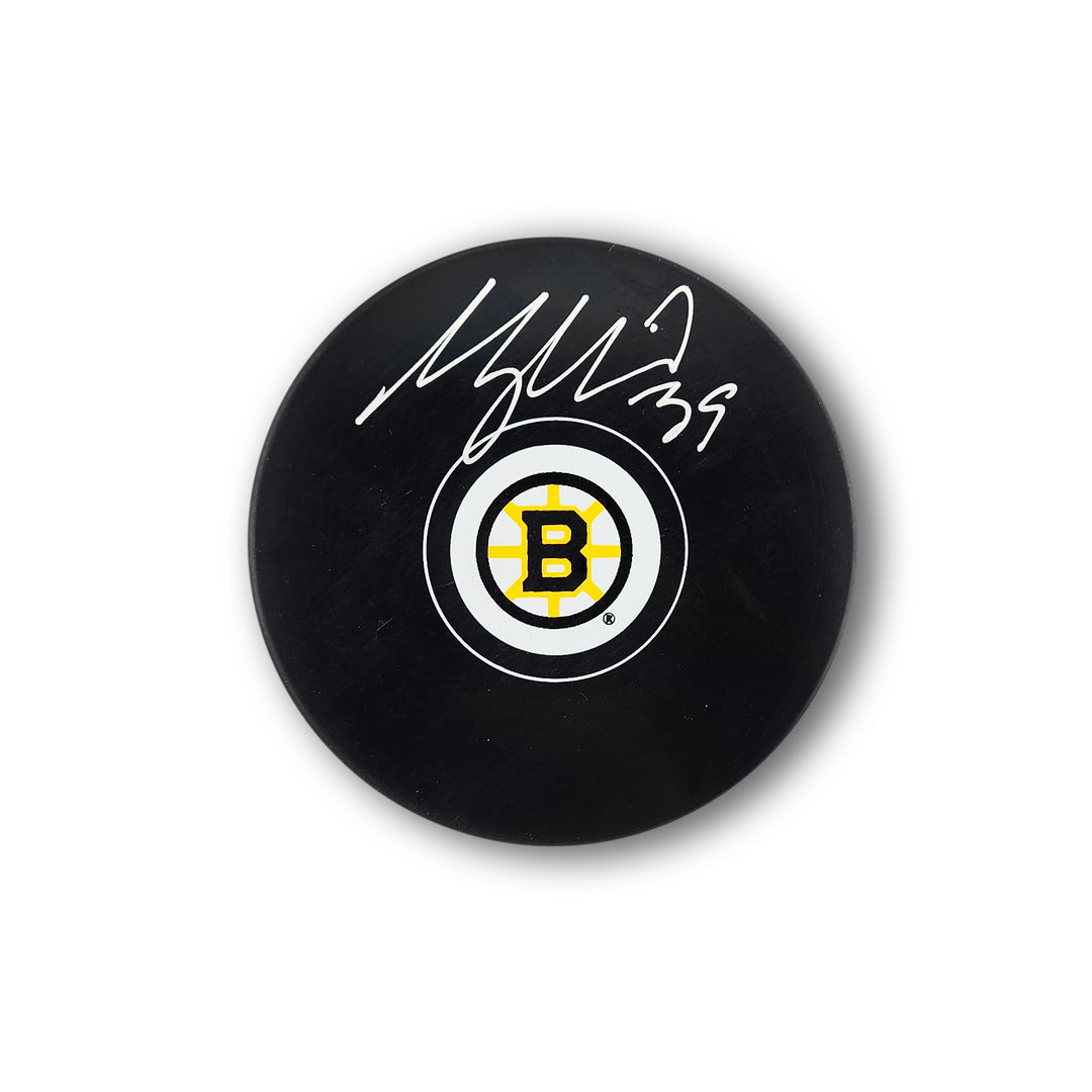 Morgan Geekie Autographed Boston Bruins Hockey Puck (2025-26 Logo)
