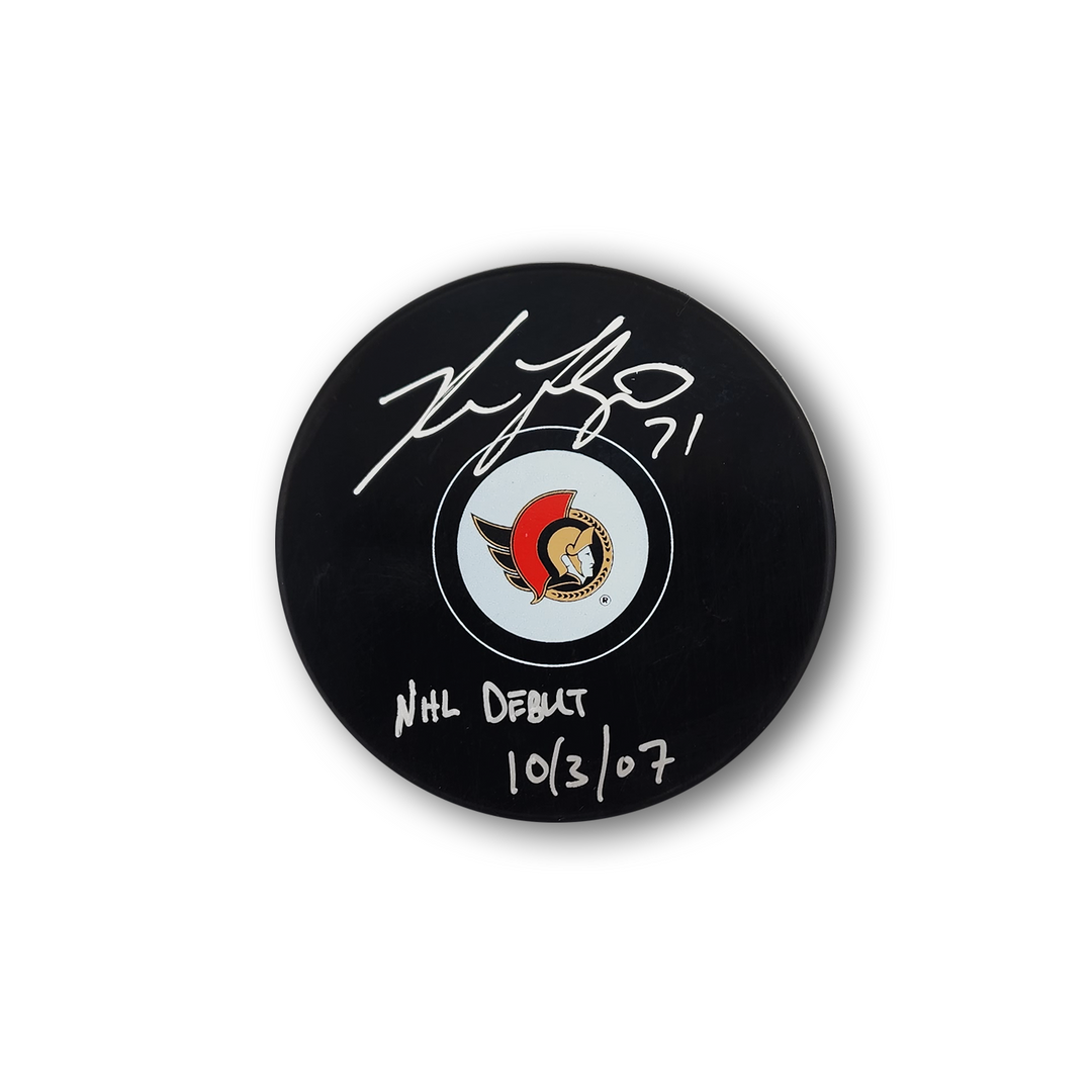 Nick Foligno Autographed Ottawa Senators Hockey Puck Inscribed NHL Debut