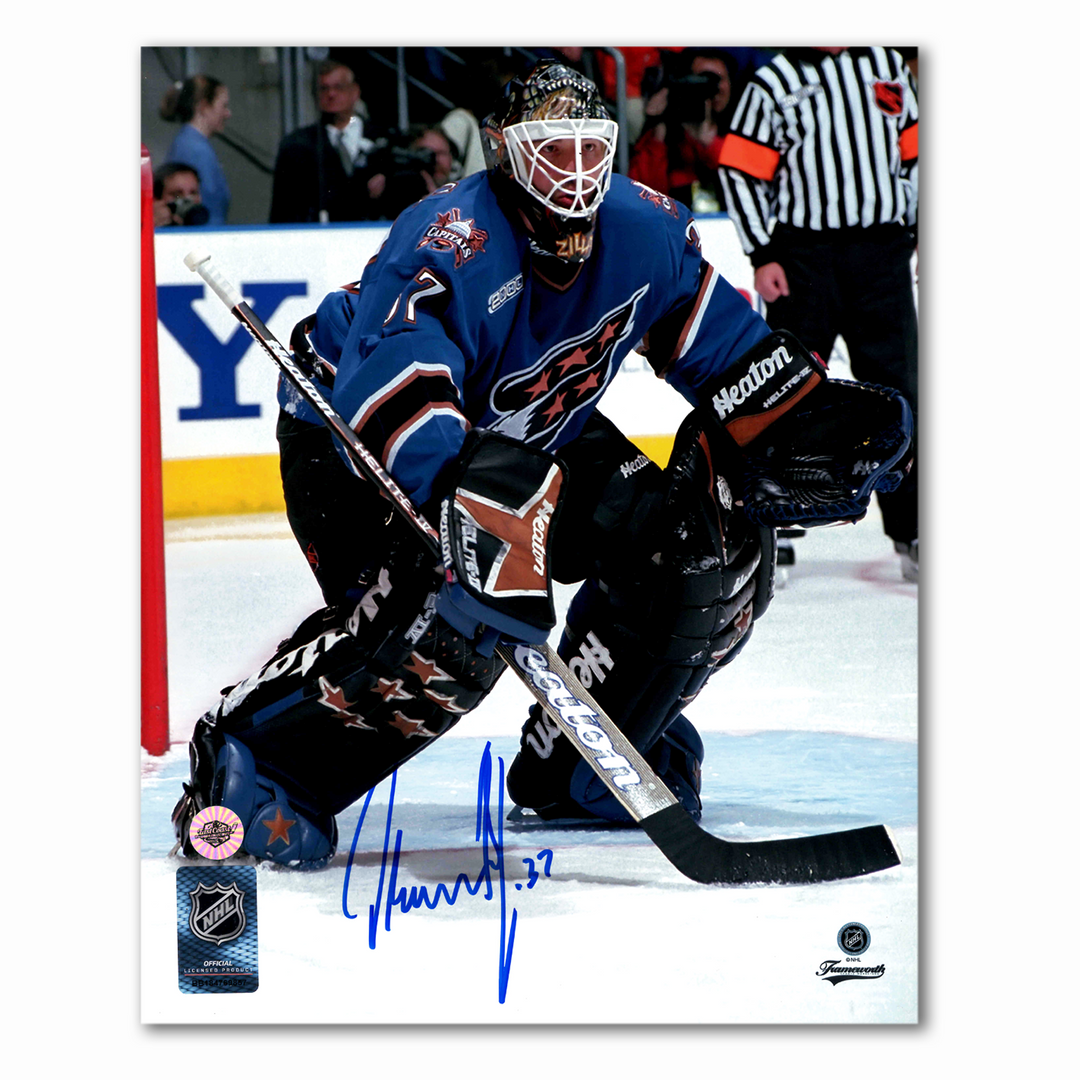 Olaf Kolzig Autographed Washington Capitals Blue 8x10 Photo