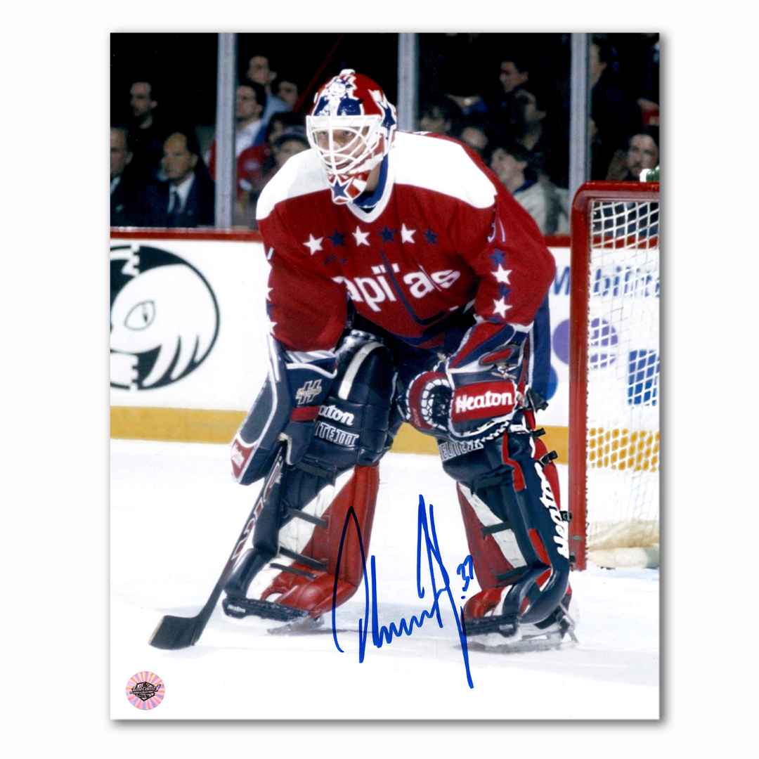 Olaf Kolzig Autographed Washington Capitals Home 8x10 Photo (Retro)