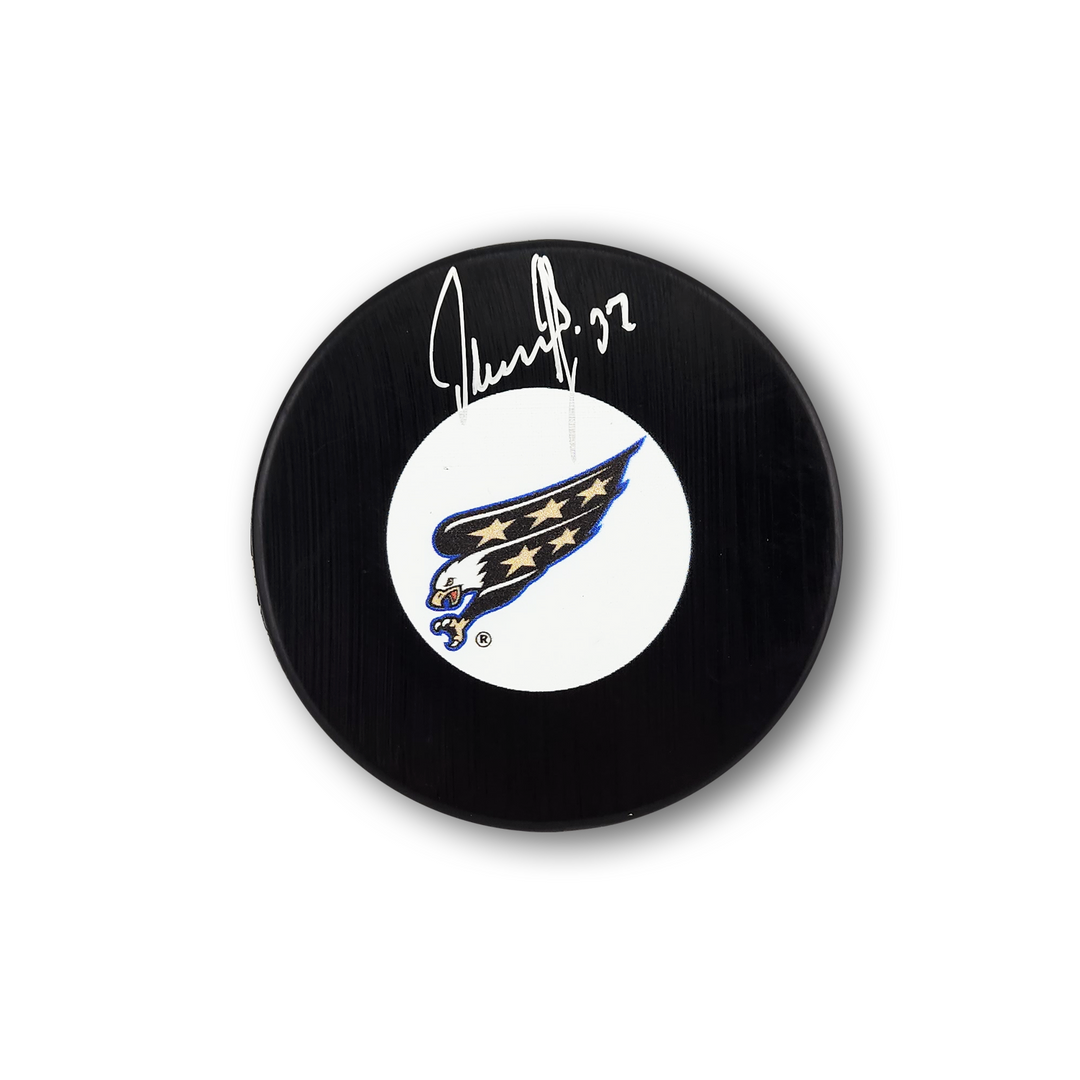 Olaf Kolzig Autographed Washington Capitals Screaming Eagle Hockey Puck