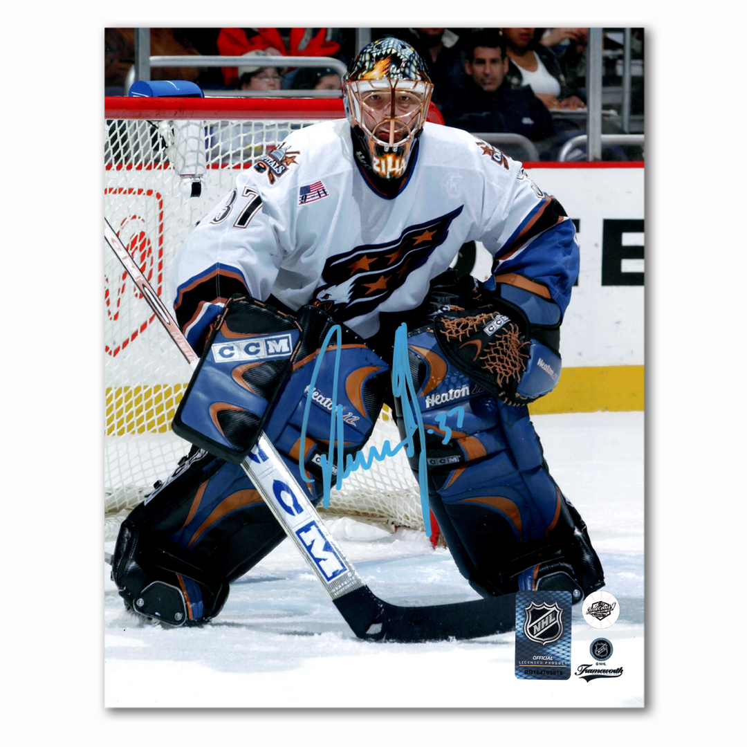 Olaf Kolzig Autographed Washington Capitals White 8x10 Photo