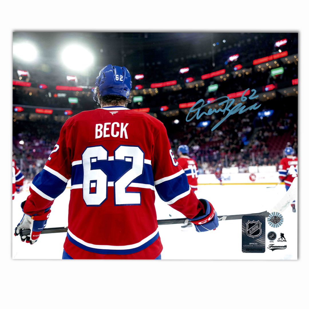 Owen Beck Autographed Montreal Canadiens Home Horizontal 8x10 Photo (Behind)