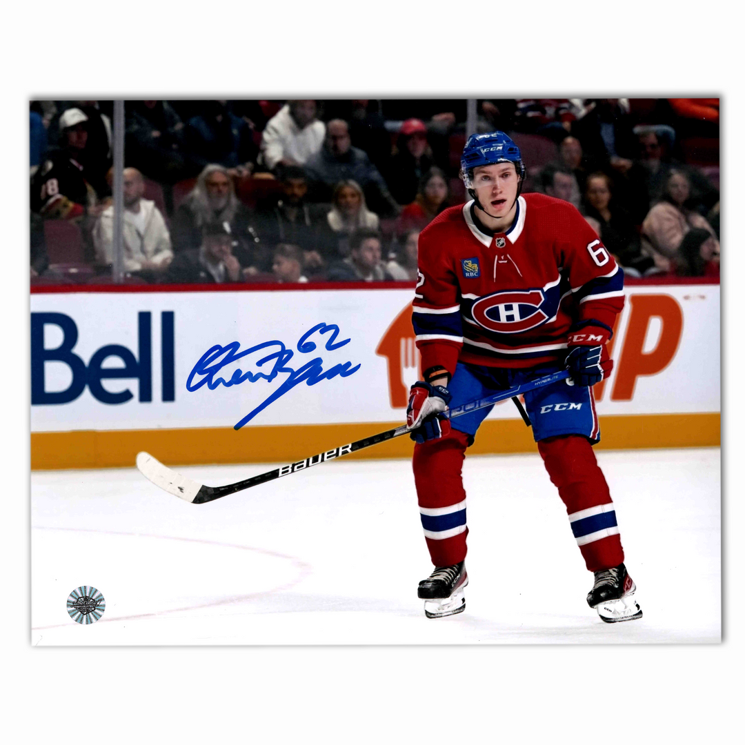 Owen Beck Autographed Montreal Canadiens Home Horizontal 8x10 Photo (Holding Stick)