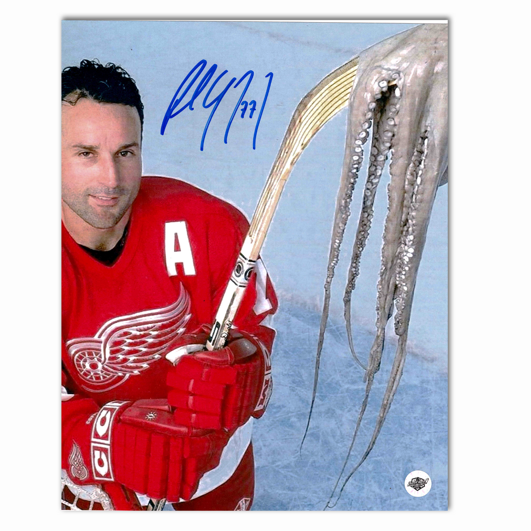 Paul Coffey Autographed Detroit Red Wings With Squid 8x10 Photo