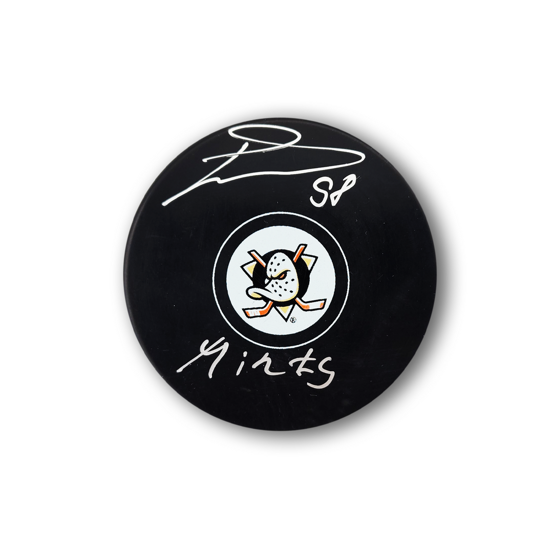 Pavel Mintyukov Autographed Anaheim Ducks Hockey Puck Inscribed Mints
