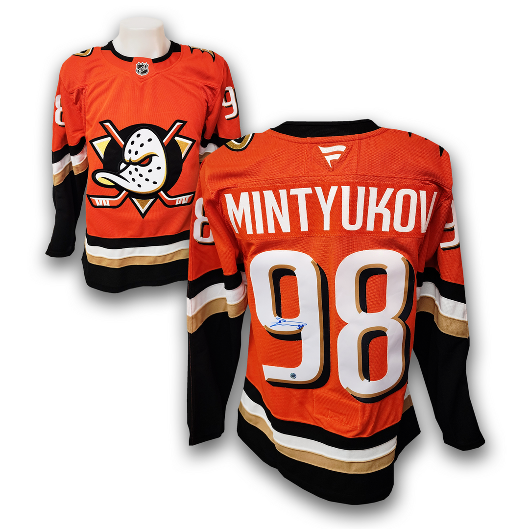 Pavel Mintyukov Autographed Anaheim Ducks Home Fanatics Premium Jersey