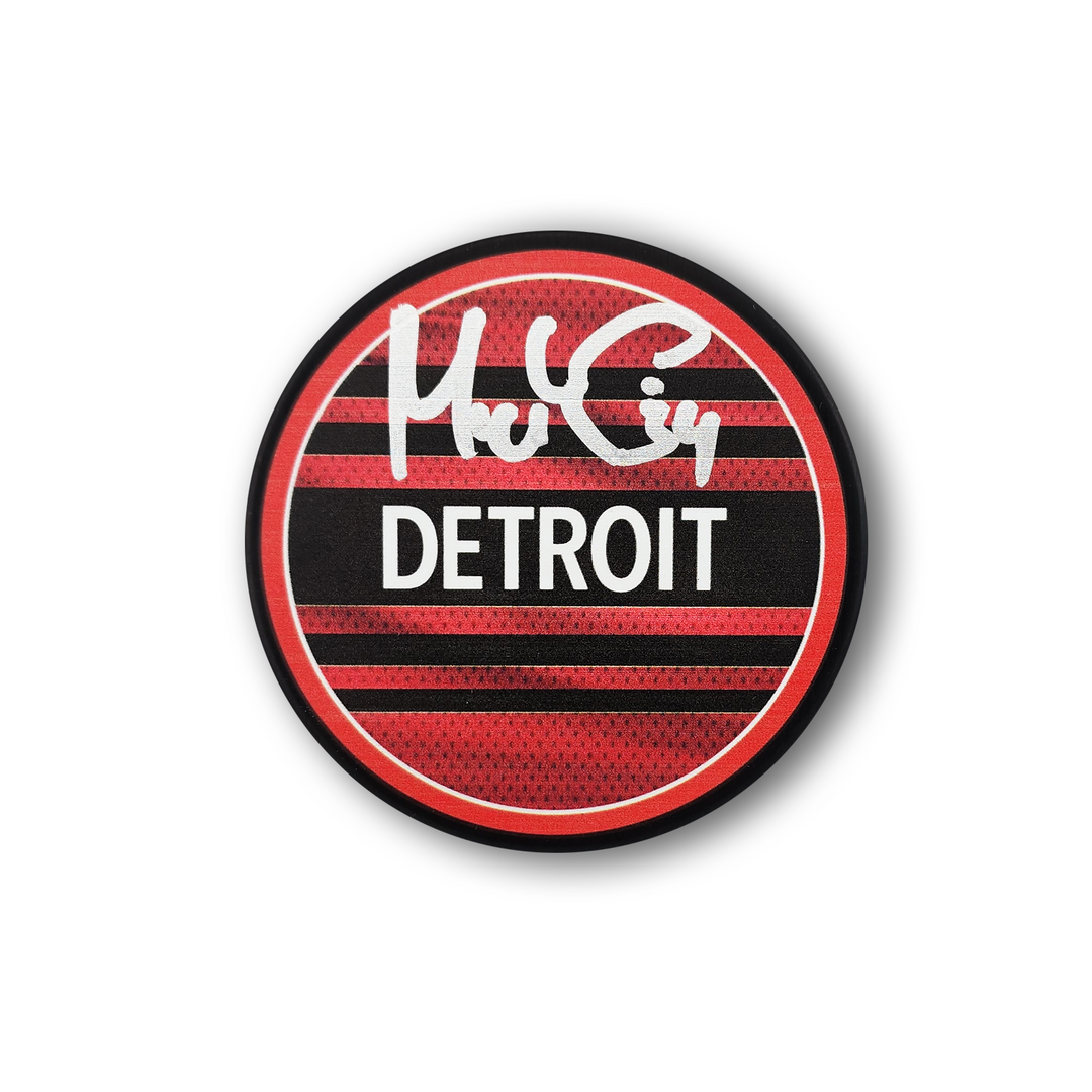 Petr Mrazek Autographed Detroit Red Wings Reverse Retro Hockey Puck