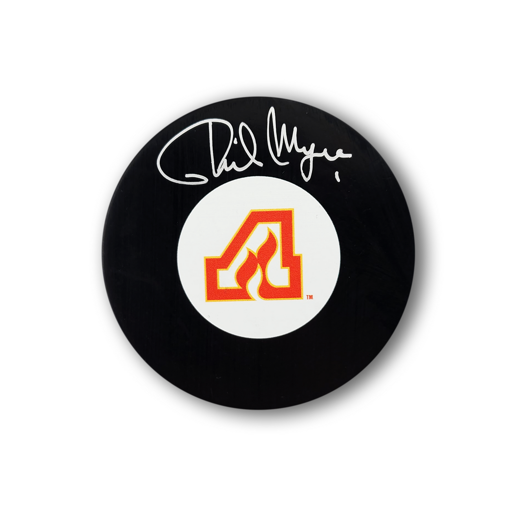 Phil Myre Autographed Atlanta Flames Hockey Puck