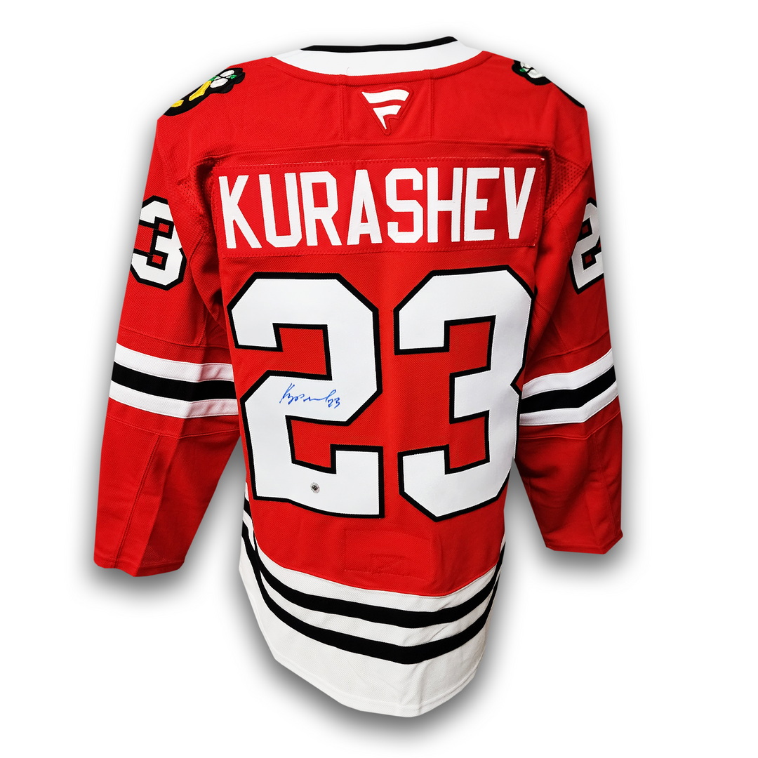 Philipp Kurashev Autographed Chicago Black Hawks Home Fanatics Premium Jersey