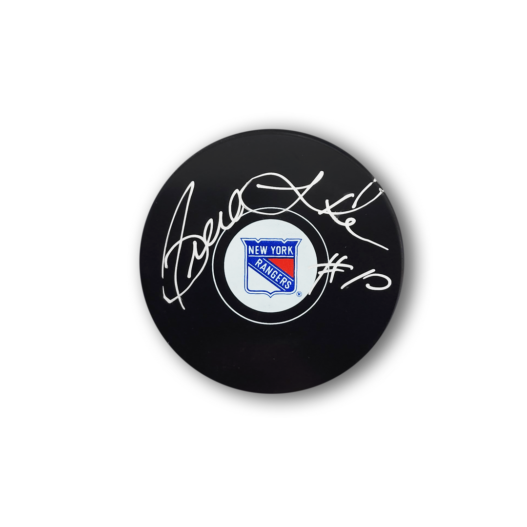 Pierre Larouche Autographed New York Rangers Hockey Puck