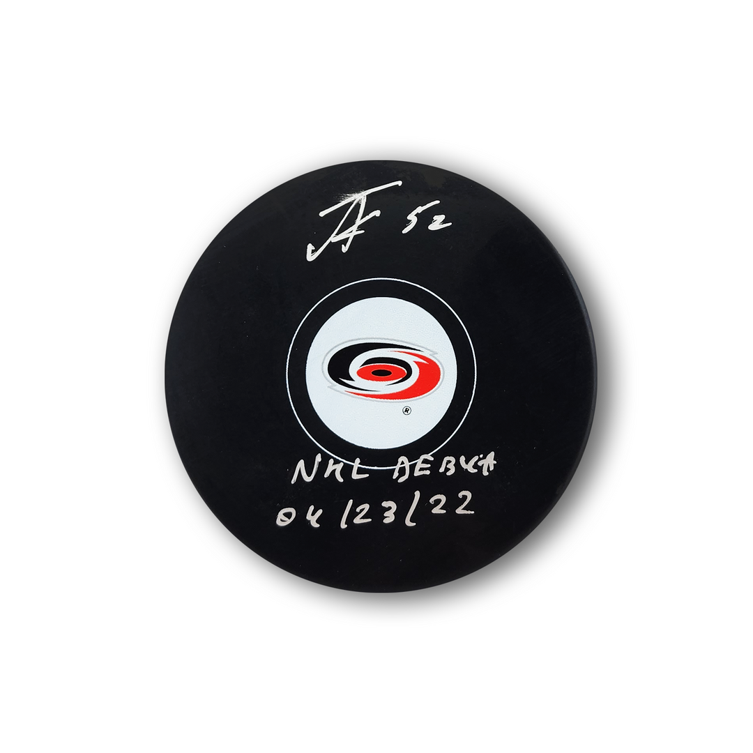 Pyotr Kochetkov Autographed Carolina Hurricanes Hockey Puck Inscribed NHL Debut