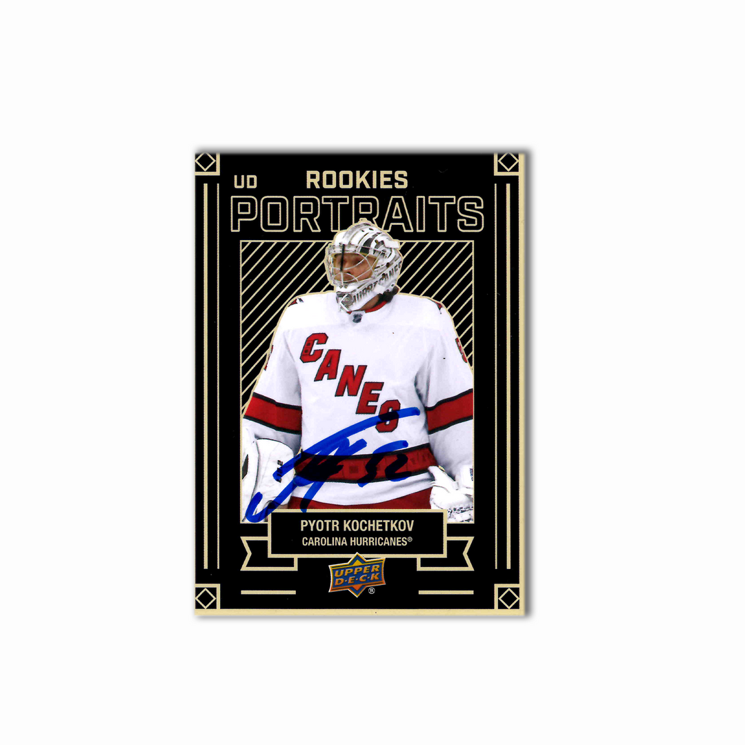 Pyotr Kochetkov Autographed Carolina Hurricanes UD Rookies Portraits Hockey Card