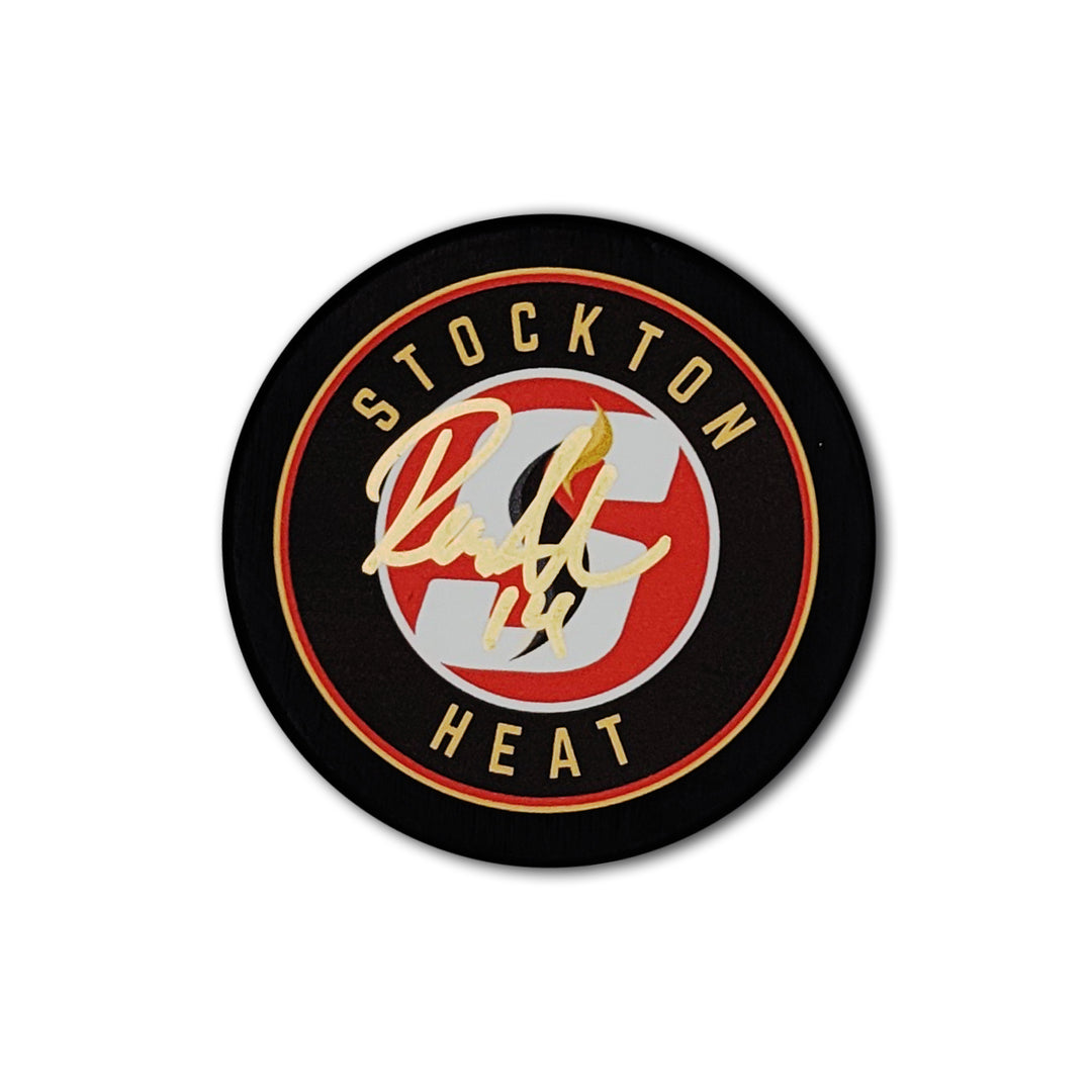 Rasmus Andersson Stockton Heat Autographed Hockey Puck