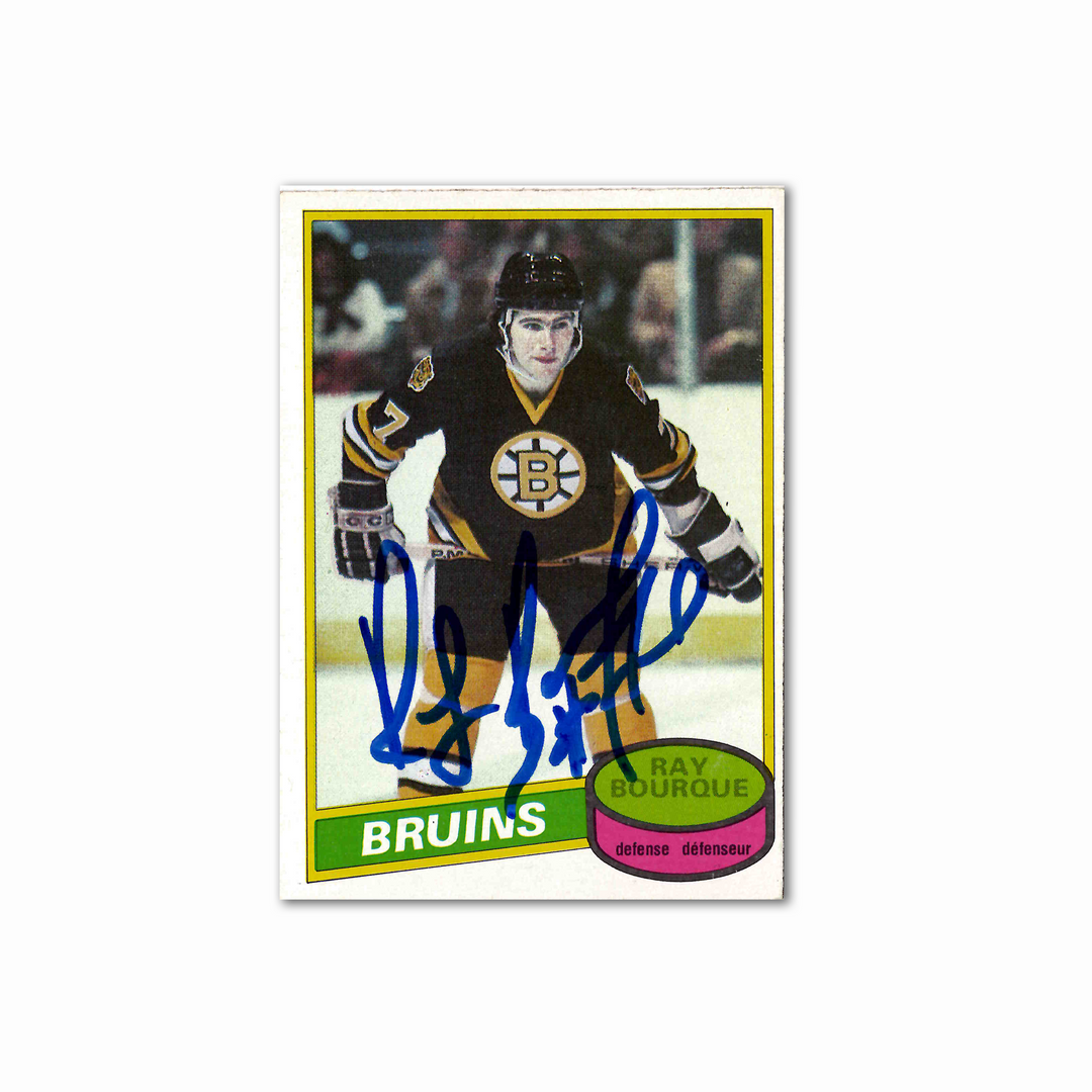 Ray Bourque Autographed Rookie Card Topps #140 Boston Bruins Hockey Card