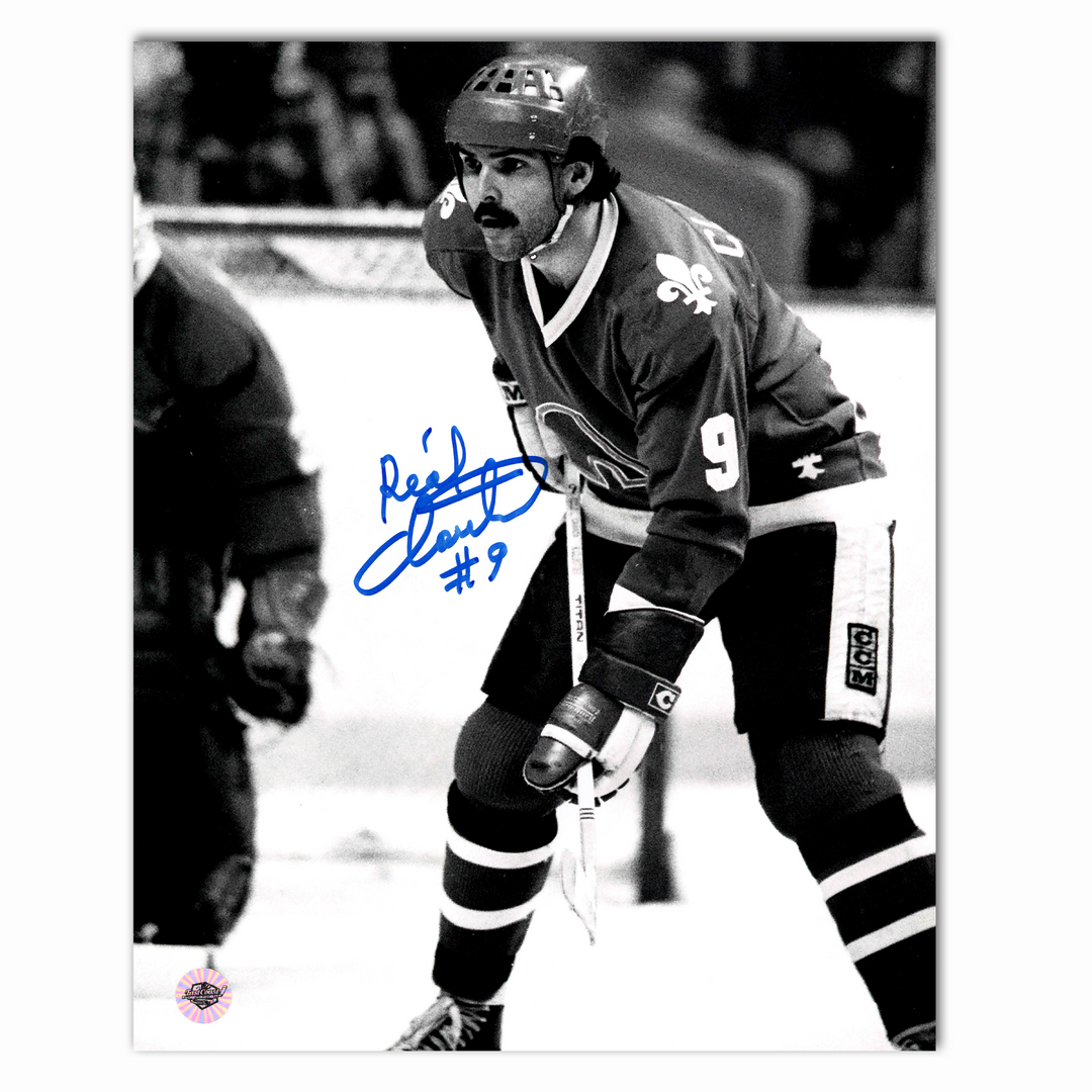 Real Cloutier Autographed Quebec Nordiques Face Off 8x10 Photo