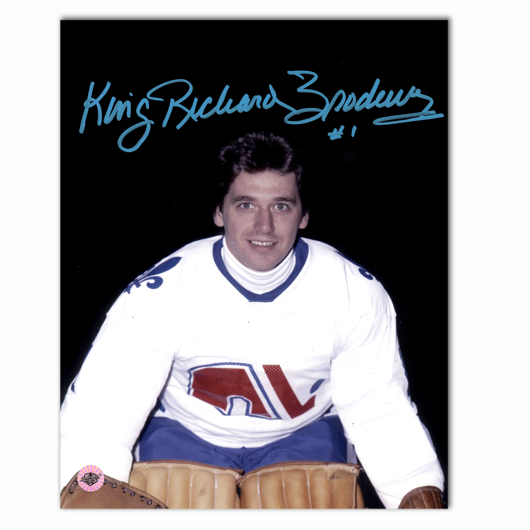 Richard Brodeur Autographed Quebec Nordiques Close Up 8x10 Photo