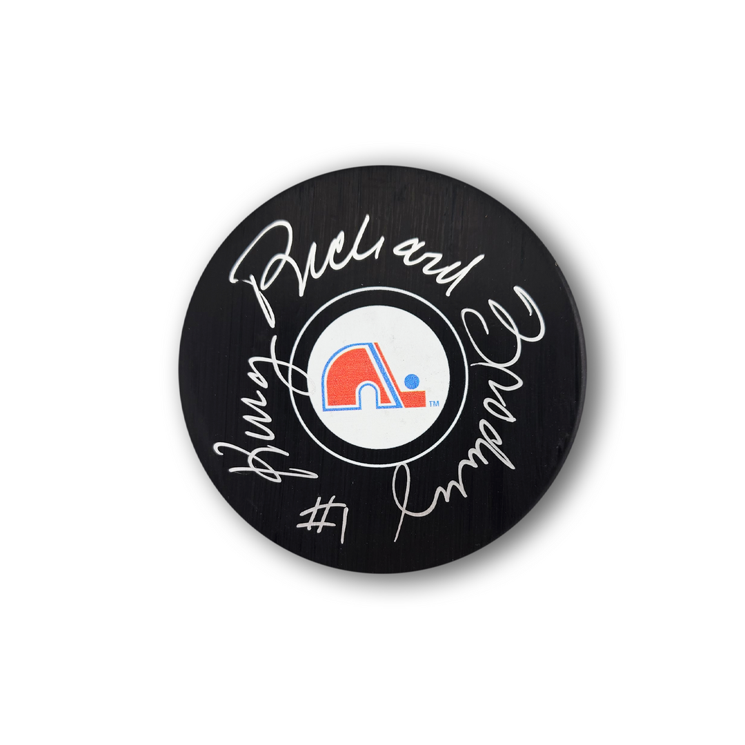 Richard Brodeur Autographed Quebec Nordiques Hockey Puck