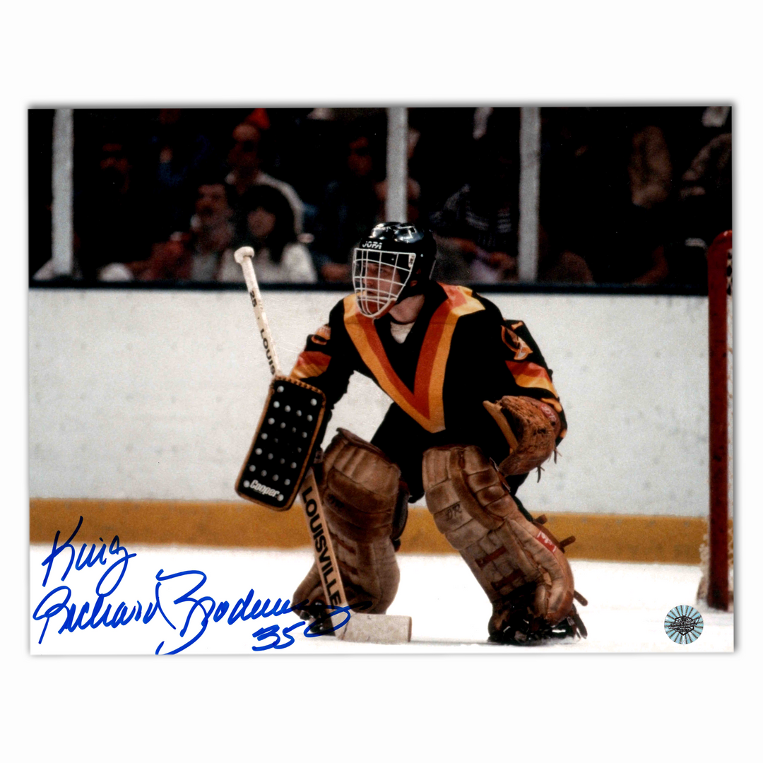 Richard Brodeur Autographed Vancouver Canucks 8x10 Horizontal Photo