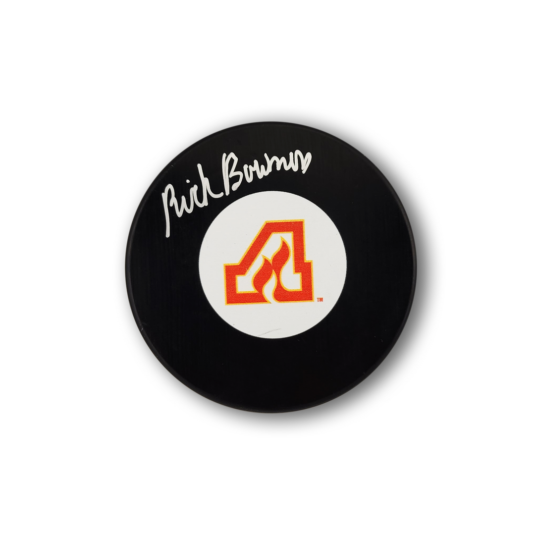 Rick Bowness Autographed Atlanta Flames Hockey Puck