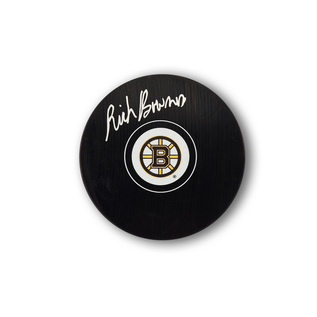 Rick Bowness Autographed Boston Bruins Hockey Puck