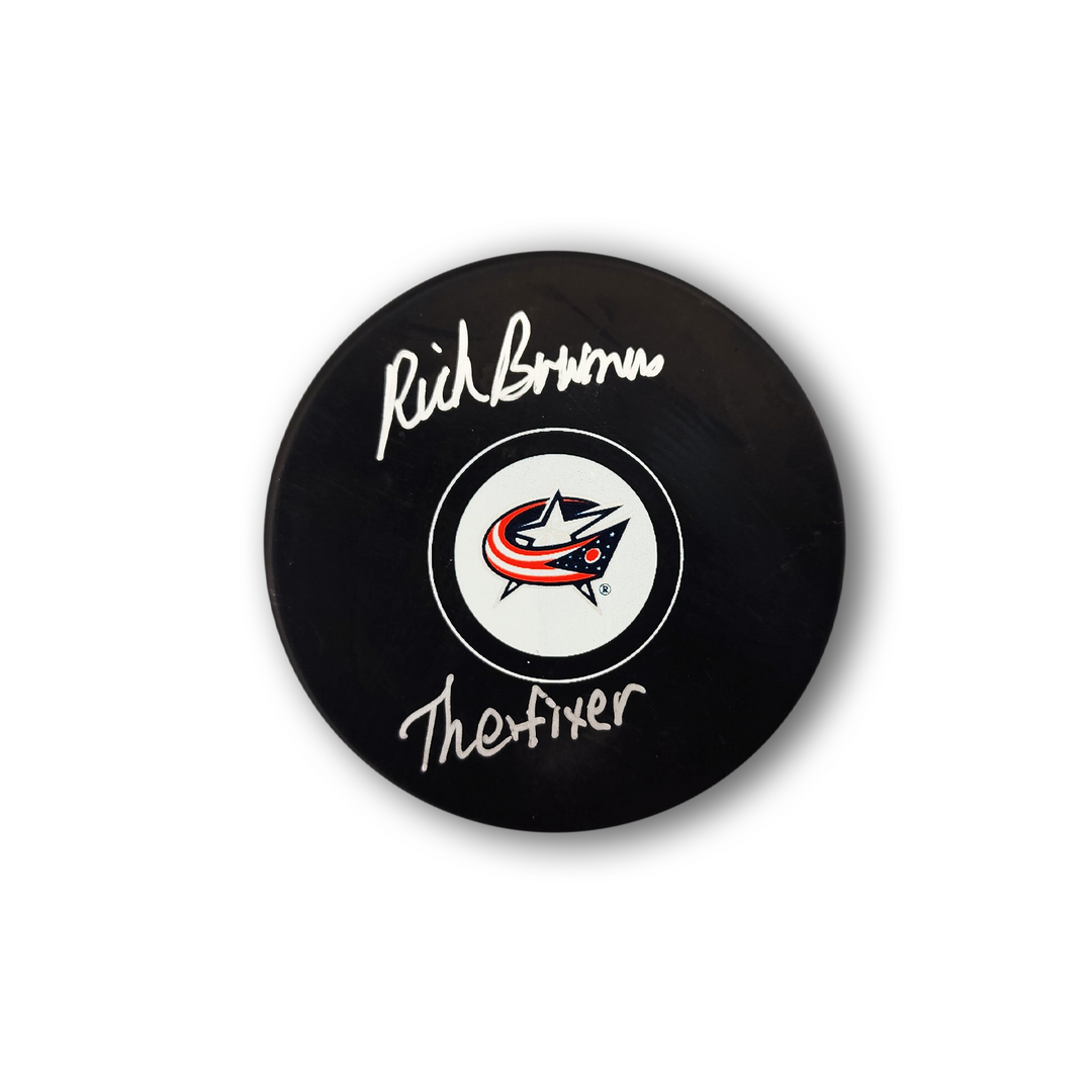 Rick Bowness Autographed Columbus Blue Jackets Hockey Puck Inscribed The Fixer
