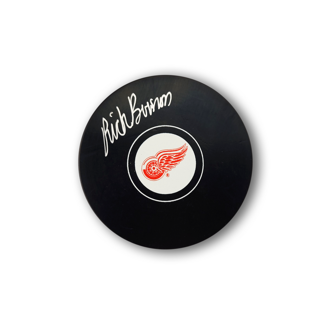 Rick Bowness Autographed Detroit Red Wings Hockey Puck