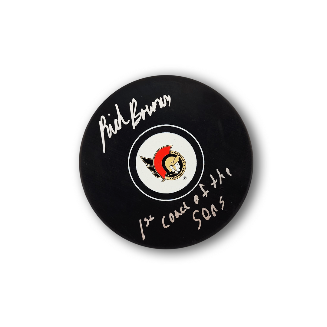 Rick Bowness Autographed Ottawa Senators Hockey Puck Inscribed 1st Coach