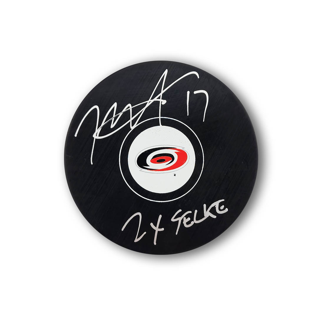 Rod Brind'Amour Autographed Carolina Hurricanes 2x Selke Inscribed Puck