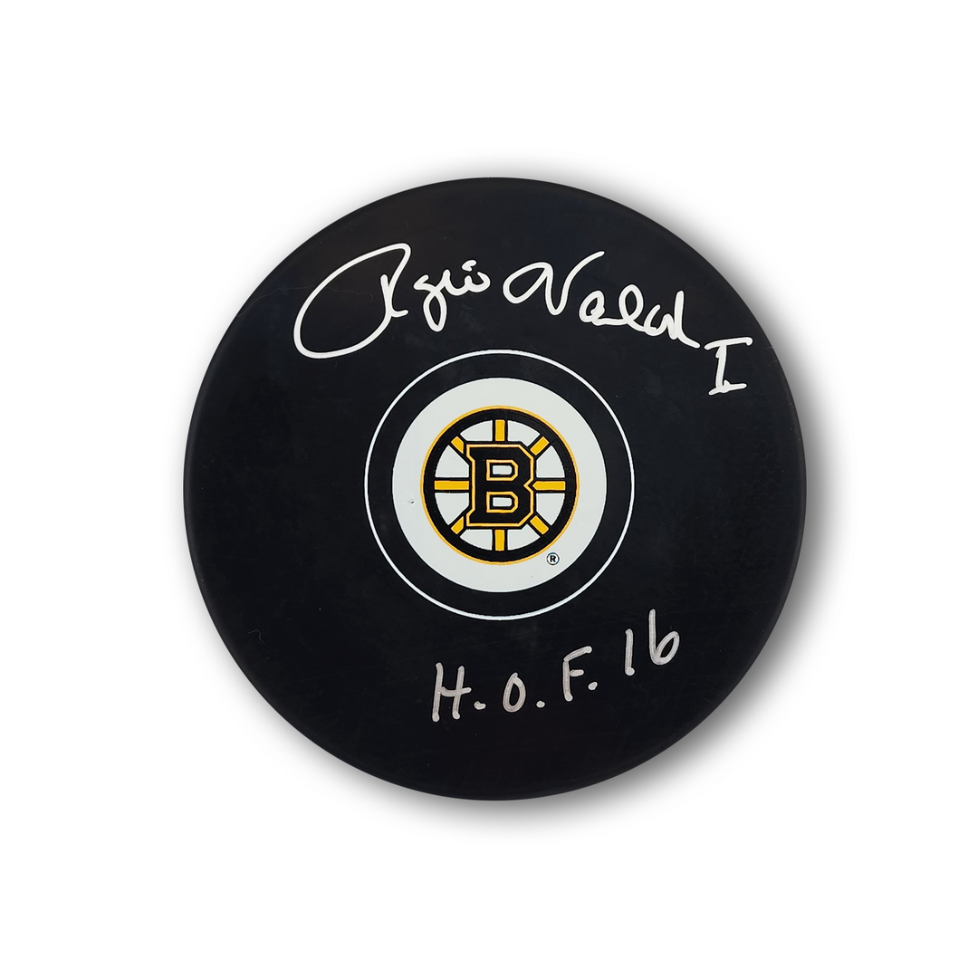 Rogie Vachon Autographed Boston Bruins Hockey Puck HOF 16