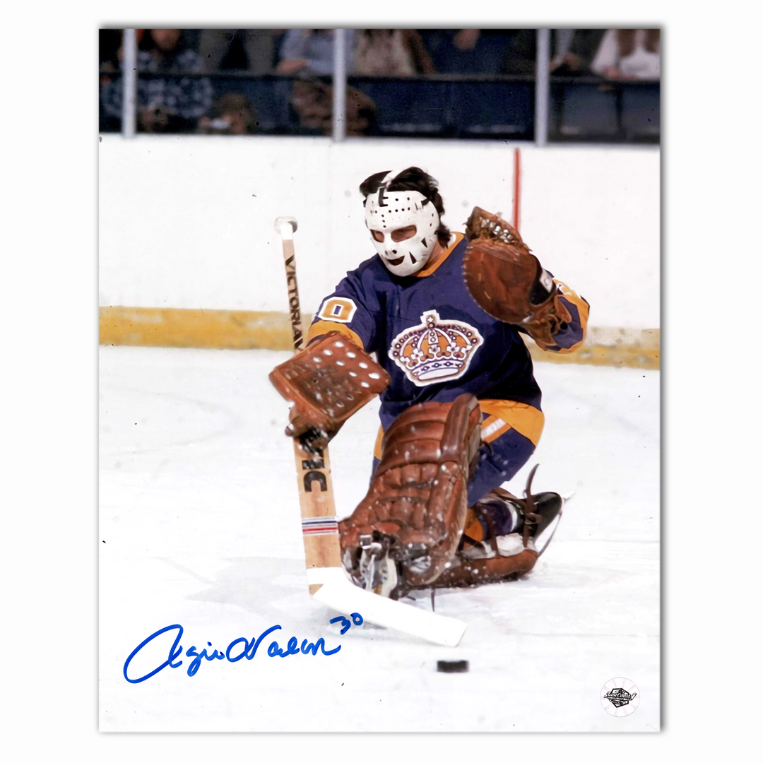 Rogie Vachon Autographed Los Angeles Kings Home 8x10 Photo (Sliding)