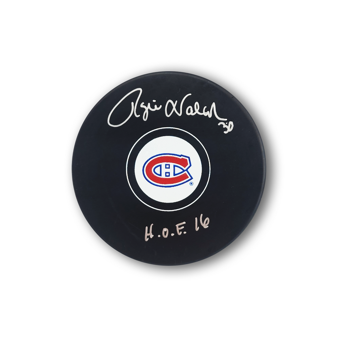 Rogie Vachon Autographed Montreal Canadiens Hockey Puck HOF 16