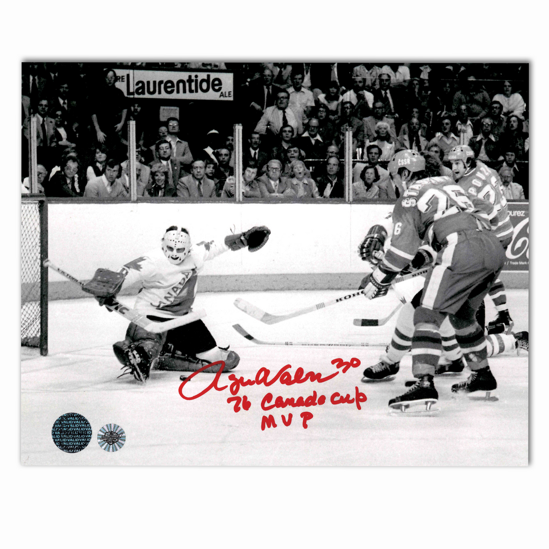 Rogie Vachon Autographed Team Canada 8x10 Photo Inscribed 76 MVP