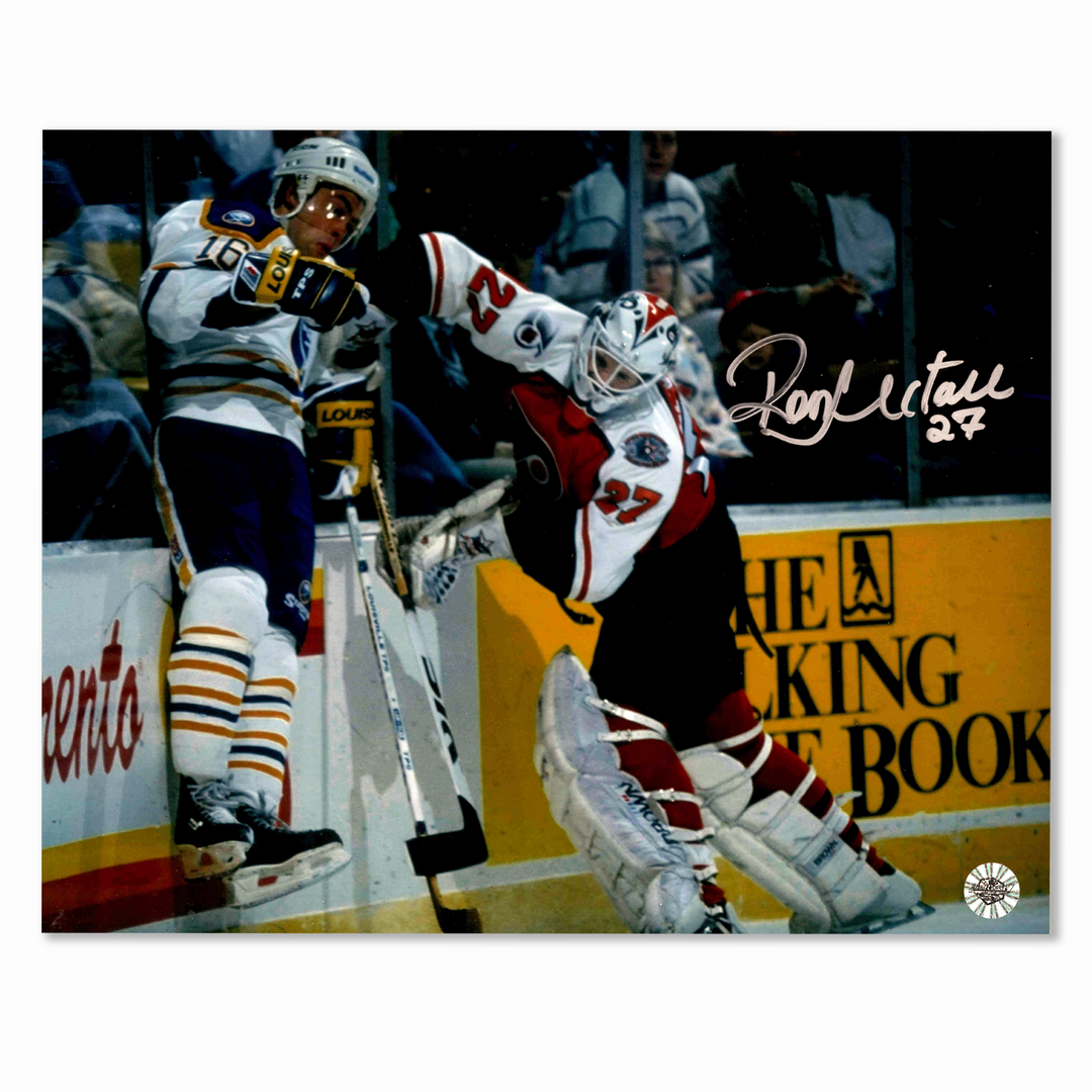 Ron Hextall Autographed Philadelphia Flyers Pat Lafontaine Fight 8x10 Photo