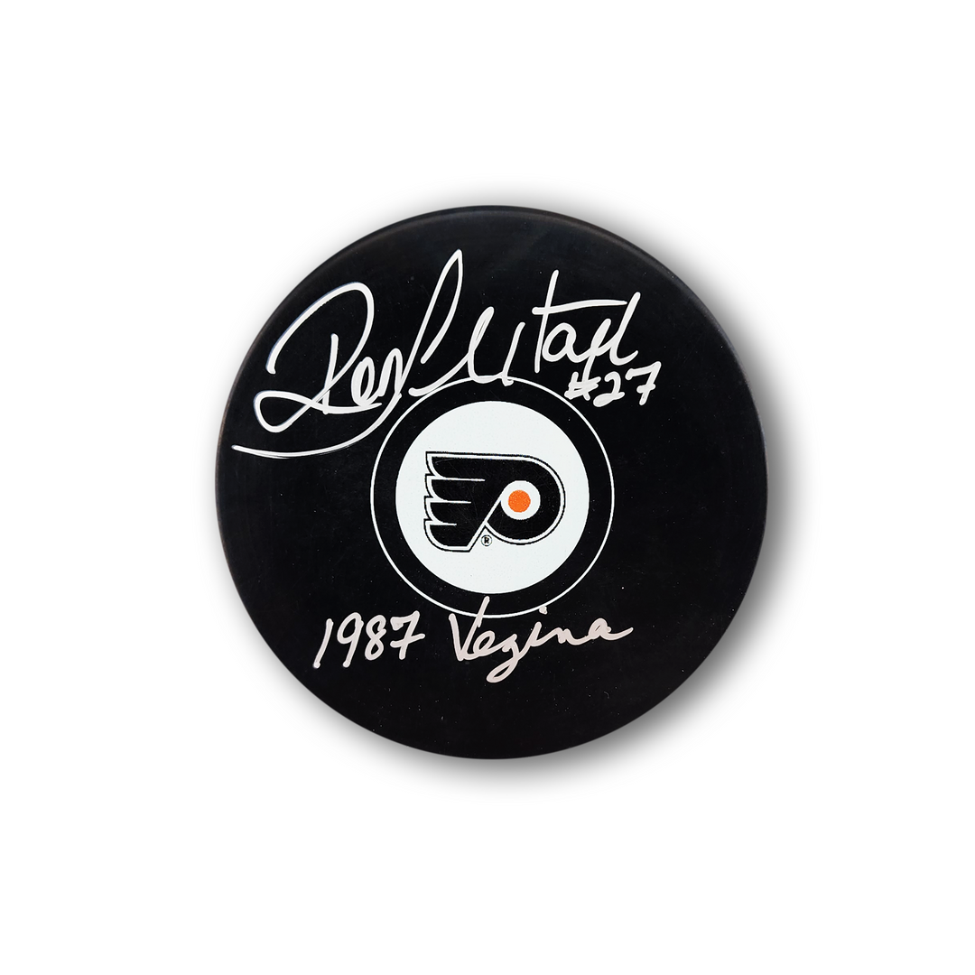 Ron Hextall Autographed Philadelphia Flyers Hockey Puck Inscribed 1987 Vezina