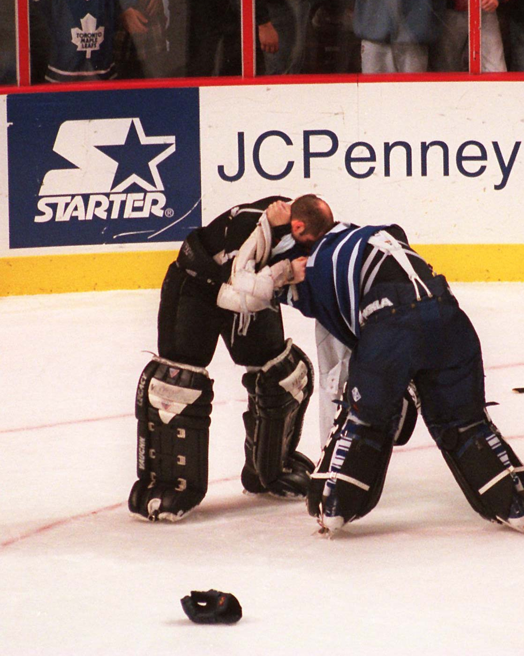 Pre-Order - Ron Hextall Autographed Philadelphia Flyers Felix Potvin Fight 8x10 Photo