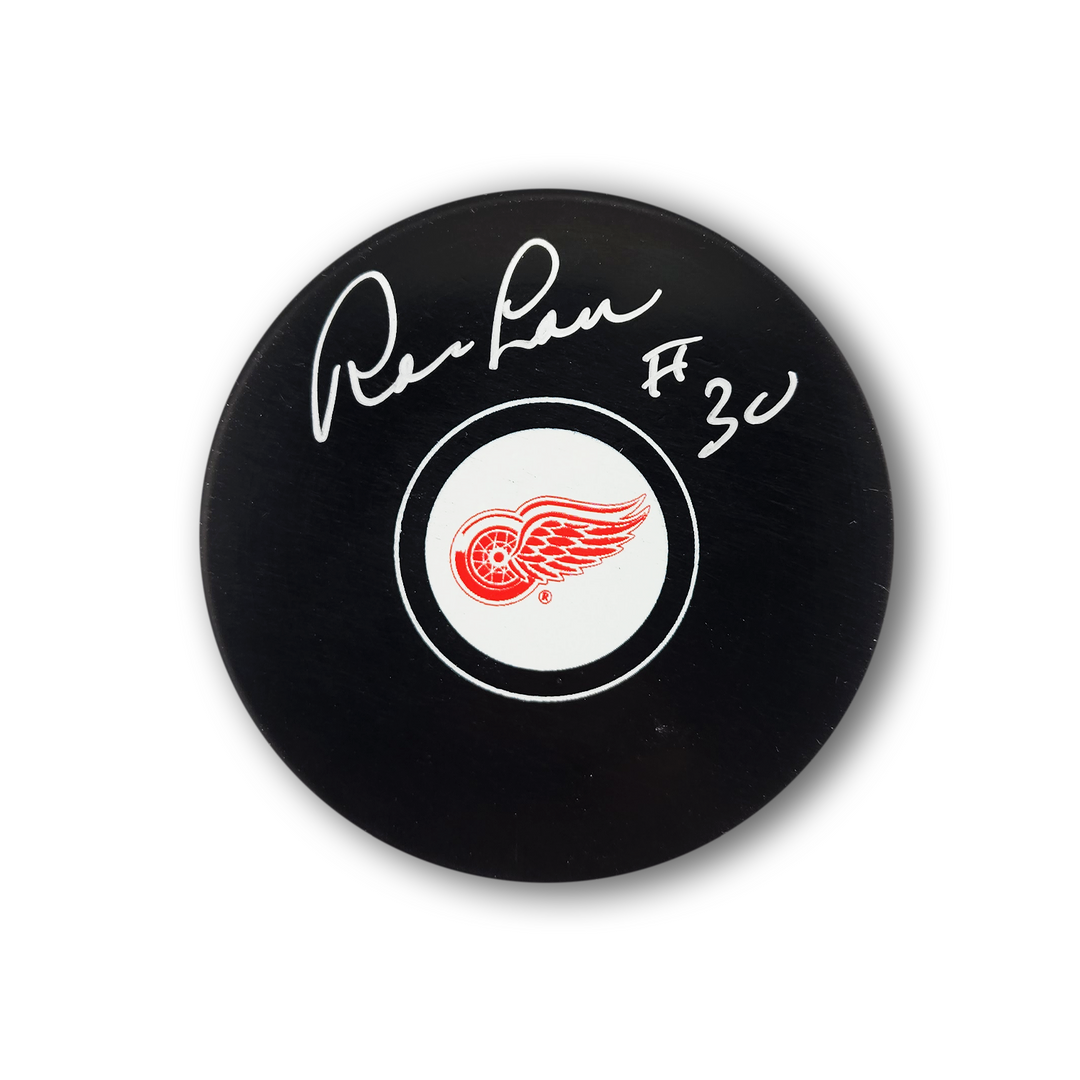 Ron Low Autographed Detroit Red Wings Hockey Puck