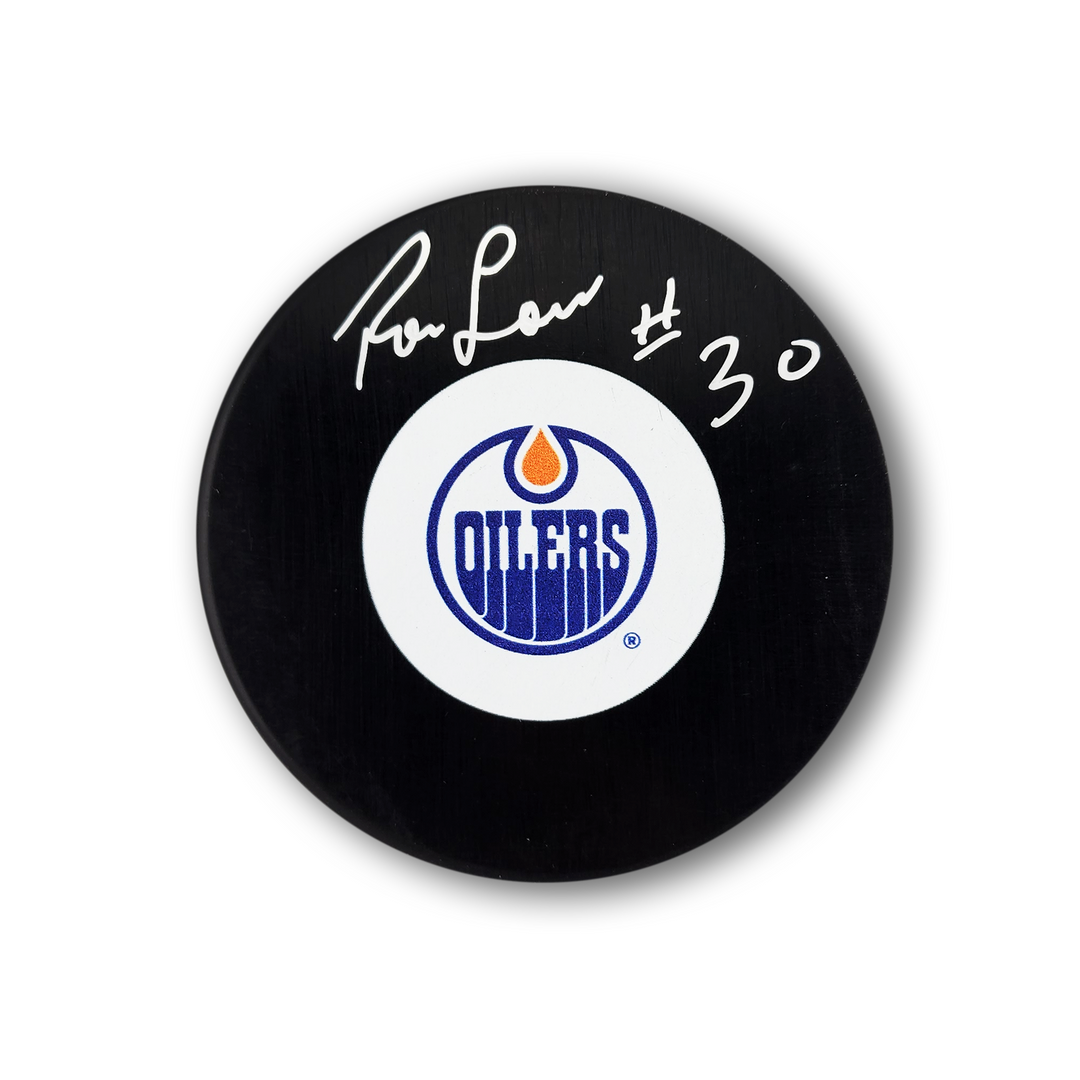Ron Low Autographed Edmonton Oilers Hockey Puck