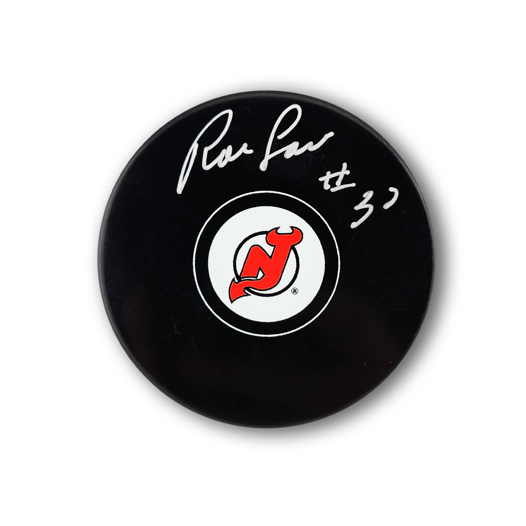 Ron Low Autographed New Jersey Devils Hockey Puck