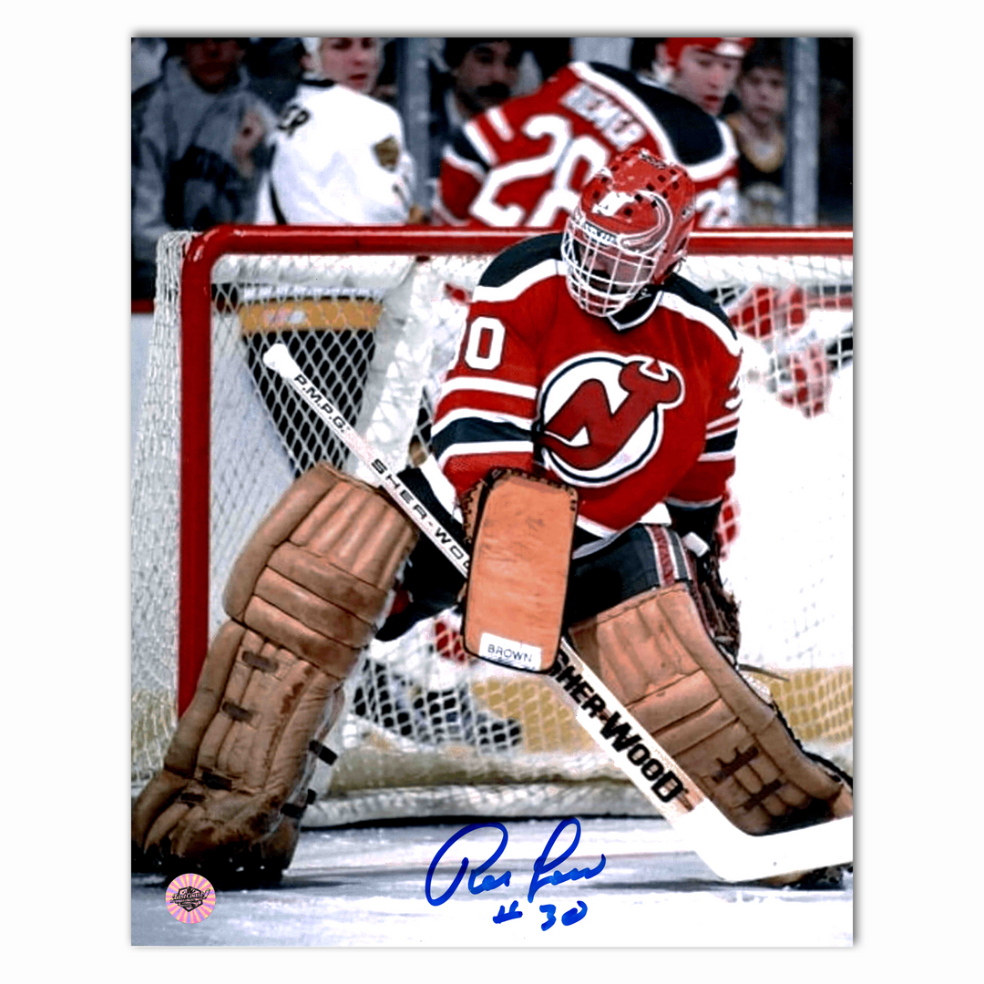 Ron Low Autographed New Jersey Devils Home 8x10 Photo (Blocking)