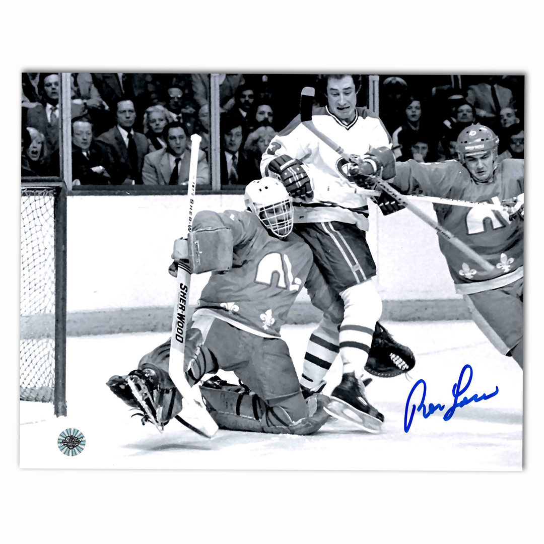 Ron Low Autographed Quebec Nordiques Black and White 8x10 Photo