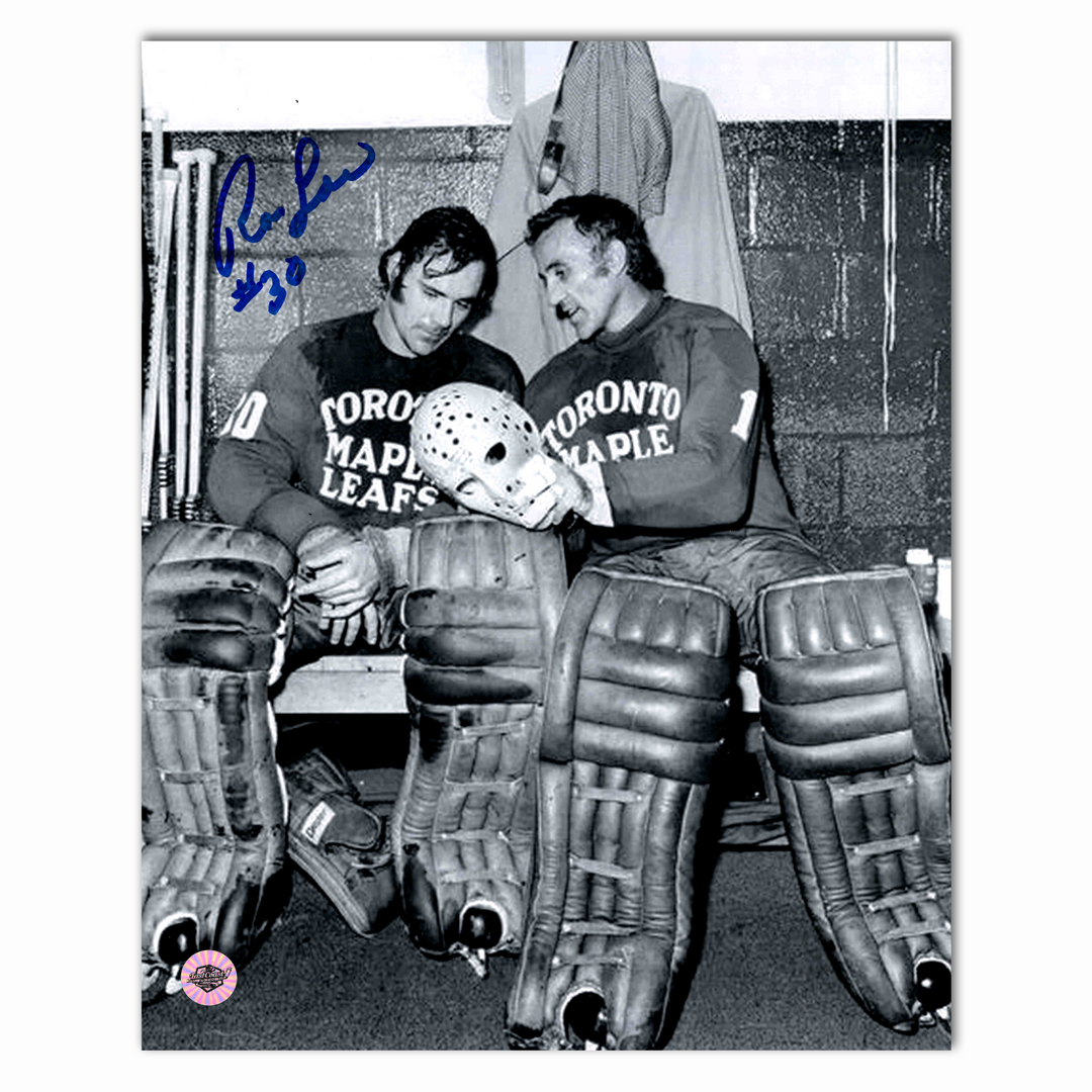 Ron Low Autographed Toronto Maple Leafs Black and White 8x10 Photo