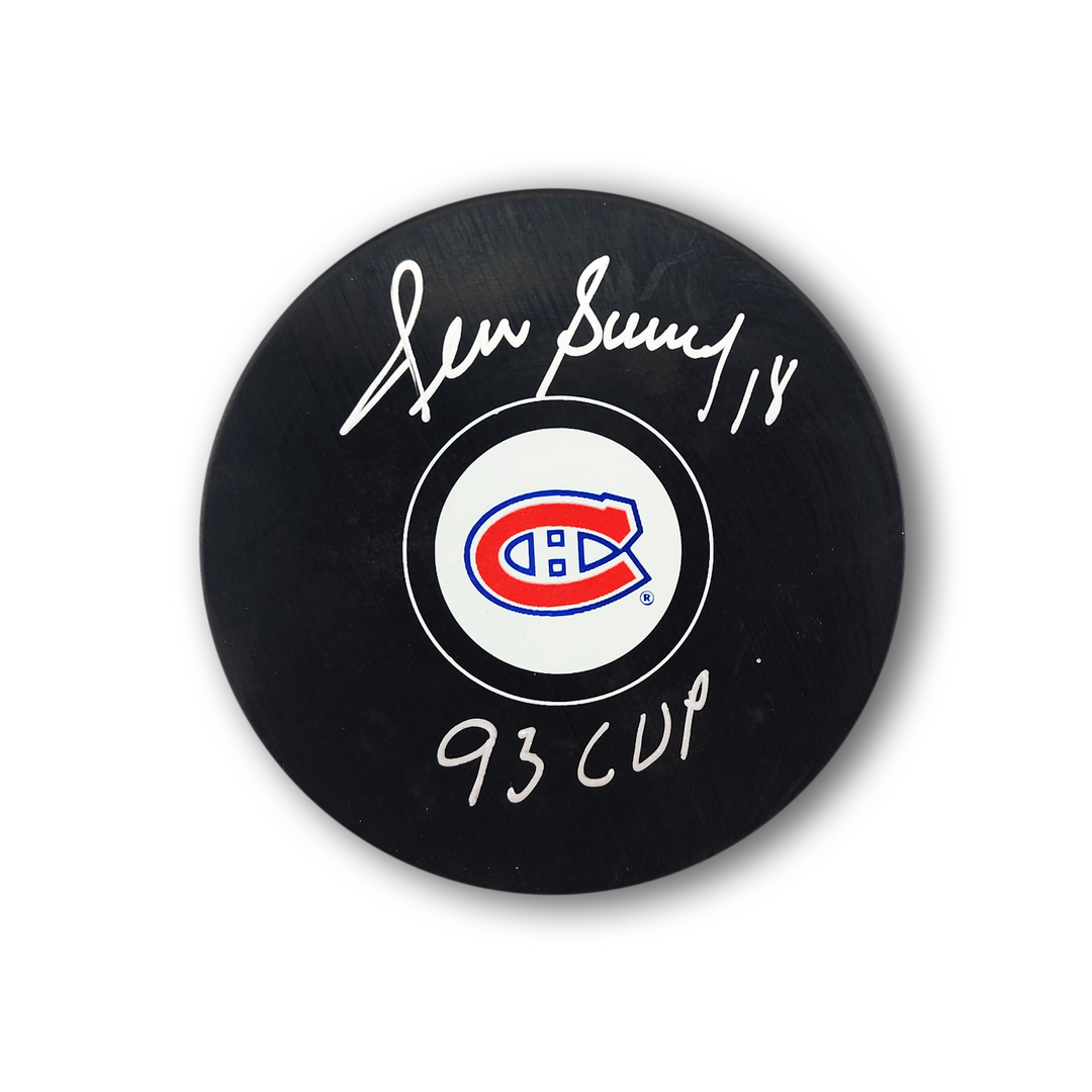 Gerry Cheevers Autographed Team Canada Hockey Puck Inscribed 74