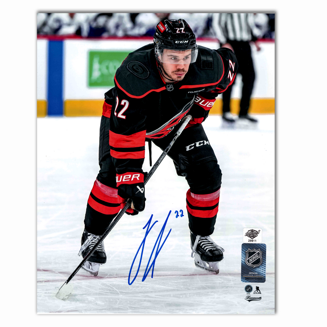 Logan Stankoven Autographed Carolina Hurricanes Home 8x10 Photo
